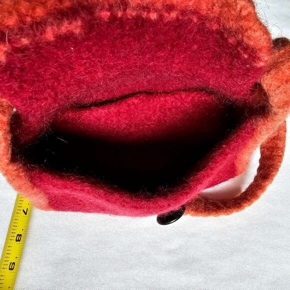 Handmade Small Wool Felted Purse in Red & Rust Could be Vintage Cute! - Picture 8 of 10